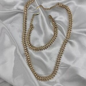 XP  Gold Plated  Necklace and Bracelet Set with Lobster Closure Rock style